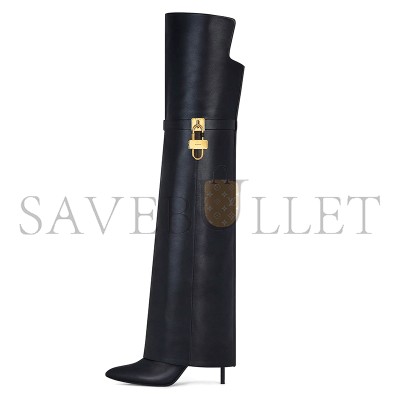 GIVENCHY SHARK LOCK STILETTO OVER-THE-KNEE BOOTS IN LEATHER BE703RE223-001