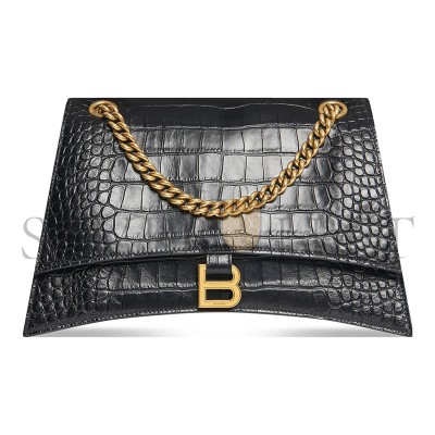 BALENCIAGA WOMEN'S CRUSH CHAIN BAG MEDIUM IN BLACK 716393210IX1000 (31*19.8*6.9cm) BALENCIAGA WOMEN'S CRUSH CHAIN BAG MEDIUM IN BLACK 716393210IX1000 (31*19.8*6.9cm)