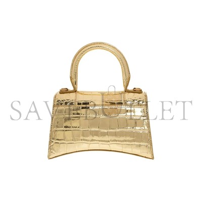 BALENCIAGA WOMEN'S HOURGLASS HANDBAG XS IN GOLD 5928331S4GM8000 (18.8*13*7.9cm) BALENCIAGA WOMEN'S HOURGLASS HANDBAG XS IN GOLD 5928331S4GM8000 (18.8*13*7.9cm)