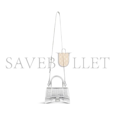 BALENCIAGA WOMEN'S HOURGLASS HANDBAG XS IN SILVER 5928331S4CY8110 (18.8*13*7.9cm) BALENCIAGA WOMEN'S HOURGLASS HANDBAG XS IN SILVER 5928331S4CY8110 (18.8*13*7.9cm)