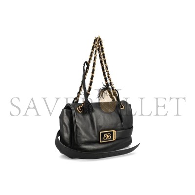 BALENCIAGA WOMEN'S MODU FLAP CHAIN BAG IN BLACK 8117812ABIW1060 (29.8*20*8.8cm) BALENCIAGA WOMEN'S MODU FLAP CHAIN BAG IN BLACK 8117812ABIW1060 (29.8*20*8.8cm)