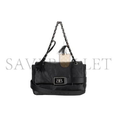 BALENCIAGA WOMEN'S MODU FLAP CHAIN BAG IN BLACK 8117812ABIV1060 (29.8*20*8.8cm) BALENCIAGA WOMEN'S MODU FLAP CHAIN BAG IN BLACK 8117812ABIV1060 (29.8*20*8.8cm)