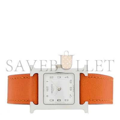 HERMES STAINLESS STEEL SWIFT 21MM HEURE H HOUR QUARTZ WATCH ORANGE 1671952 HERMES STAINLESS STEEL SWIFT 21MM HEURE H HOUR QUARTZ WATCH ORANGE 1671952