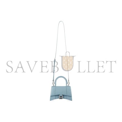 BALENCIAGA WOMEN'S HOURGLASS HANDBAG XS IN SKY BLUE 5928331LR6Y4712 (18.8*13*7.9cm) BALENCIAGA WOMEN'S HOURGLASS HANDBAG XS IN SKY BLUE 5928331LR6Y4712 (18.8*13*7.9cm)