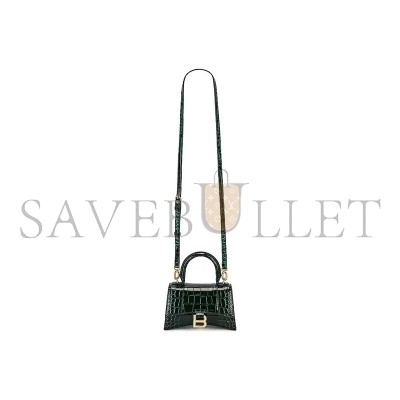 BALENCIAGA WOMEN'S HOURGLASS HANDBAG XS IN DARK GREEN 5928331LRVM3011 (18.8*13*7.9cm) BALENCIAGA WOMEN'S HOURGLASS HANDBAG XS IN DARK GREEN 5928331LRVM3011 (18.8*13*7.9cm)