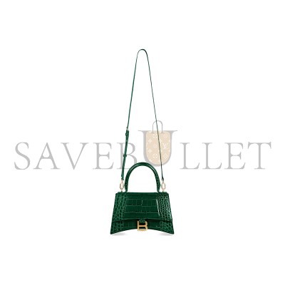 BALENCIAGA WOMEN'S HOURGLASS HANDBAG SMALL IN DARK GREEN 5935461LRGM3011 (22.9*15*9.9cm) BALENCIAGA WOMEN'S HOURGLASS HANDBAG SMALL IN DARK GREEN 5935461LRGM3011 (22.9*15*9.9cm)
