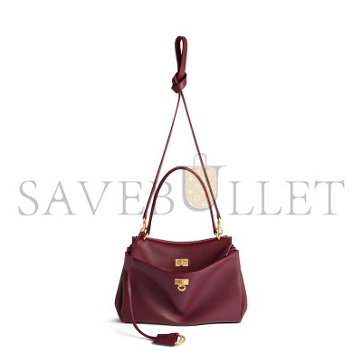 BALENCIAGA WOMEN'S RODEO HANDBAG SMALL IN DARK BURGUNDY 7897792AA4V6034 (28.9*20*9.9cm) BALENCIAGA WOMEN'S RODEO HANDBAG SMALL IN DARK BURGUNDY 7897792AA4V6034 (28.9*20*9.9cm)