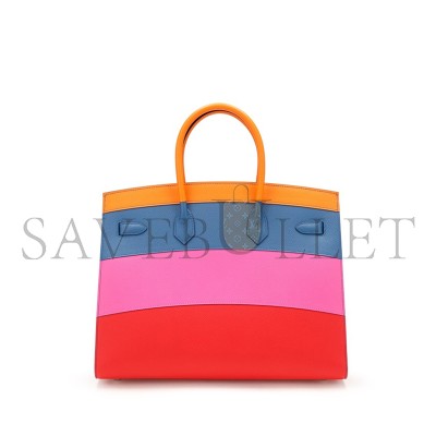 HERMES APRICOT, BLEU AGATE, MAGNOLIA, AND ROUGE CASAQUE EPSOM SELLIER SUNSET BIRKIN 30 PALLADIUM HARDWARE  (30*23*15cm)