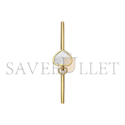 CHOPARD HAPPY HEARTS BANGLE, ETHICAL YELLOW GOLD, DIAMOND, MOTHER-OF-PEARL @857482-0300