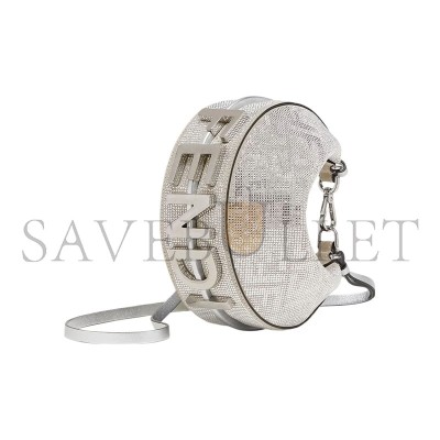FENDI FENDIGRAPHY MINI SILVER CRYSTAL FF PATTERN LEATHER HANDBAG 8BS081APKFF1MZK (16.5*14*5cm)