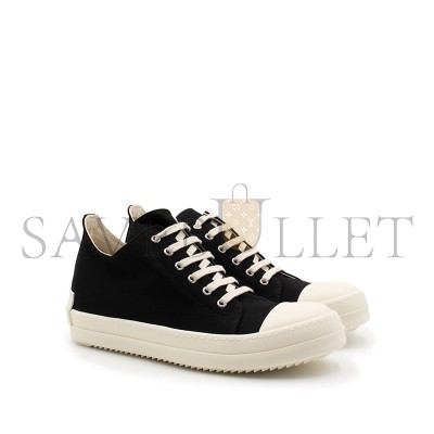 RICK OWENS DRKSHDW TWILL LOW SNEAKER IN BLACK DU21S2802 RICK OWENS DRKSHDW TWILL LOW SNEAKER IN BLACK DU21S2802