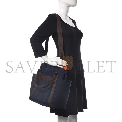 HERMES TOILE SAC DE PANSAGE GROOM BLEU NAVY FEU (38*32*17cm) HERMES TOILE SAC DE PANSAGE GROOM BLEU NAVY FEU (38*32*17cm)