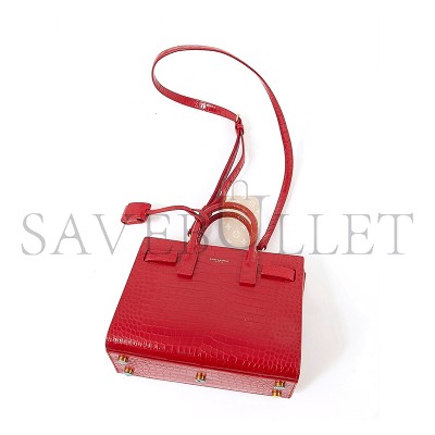 YSL RED CROC EMBOSSED NANO SAC DE JOUR BAG 421863 (26*20.5*12.5cm)