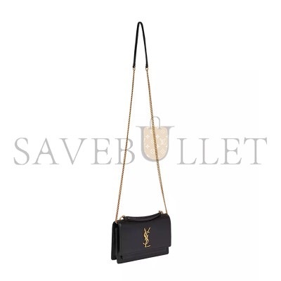 YSL SUNSET CHAIN WALLET IN TEXTURED LEATHER BLACK 533026D422W1000 (19*14*5.5cm)