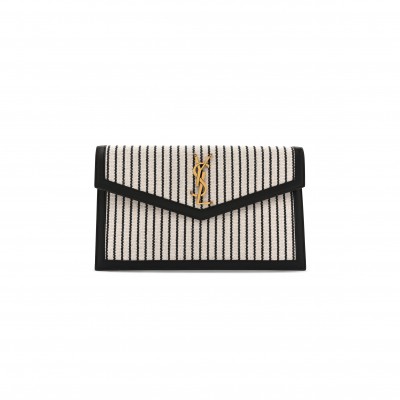 YSL UPTOWN POUCH IN CANVAS AND SMOOTH LEATHER 565739554238 (27*16*2cm)
