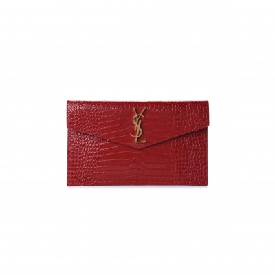 YSL UPTOWN POUCH IN CROCODILE-EMBOSSED SHINY LEATHER 565739607072 (27*16*2cm)