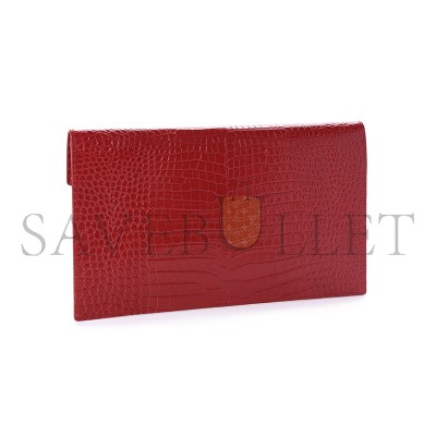 YSL UPTOWN POUCH IN CROCODILE-EMBOSSED SHINY LEATHER 565739607072 (27*16*2cm)