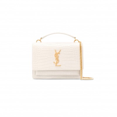 YSL SUNSET TOP HANDLE IN CROCODILE-EMBOSSED SHINY LEATHER 533026DND1J9207 (19*14*5.5cm)