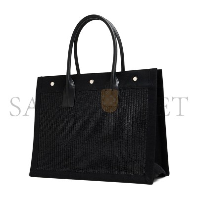 YSL RIVE GAUCHE SMALL TOTE BAG IN RAFFIA AND LEATHER 6174812M21E1050 (39*31*18cm)