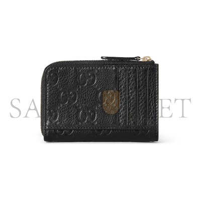 GUCCI GG EMBLEM ZIP CARD CASE 815936 (13*8.5*3cm)