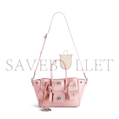 BALENCIAGA WOMEN'S BEL AIR CARRY ALL BAG MINI IN SUEDE PINK 8357322ABAW5831 (23*17*8cm)