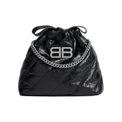 BALENCIAGA WOMEN'S CRUSH TOTE BAG SMALL IN BLACK 742942210J01000 (25.9*23.8*9.9cm)