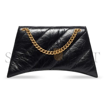 BALENCIAGA WOMEN'S CRUSH CHAIN BAG MINI IN BLACK 736016210J11000 (21.8*9.9*4.8cm)