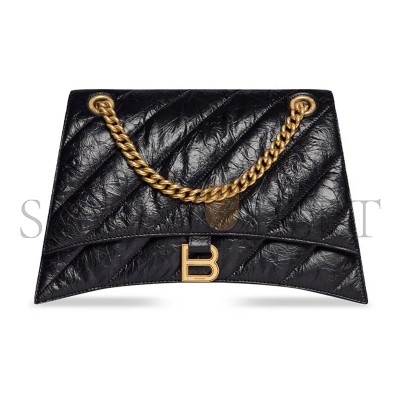 BALENCIAGA WOMEN'S CRUSH CHAIN BAG MEDIUM IN BLACK 716393210J11000 (31*19.8*6.9cm)
