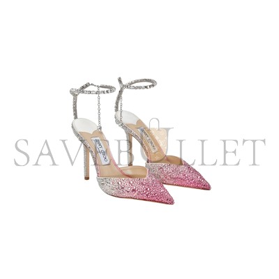 JIMMY CHOO CANDY PINK SATIN PUMPS WITH CRYSTALS SAEDA100ZPJ