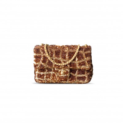 CHANEL SEQUIN HALF FLAP SMALL 382462 (20*13*7cm)
