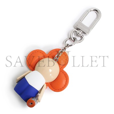 LOUIS VUITTON BAG CHARM VIVIENNE GYM KEY HOLDER CALFSKIN, ORANGE & BLUE M01198