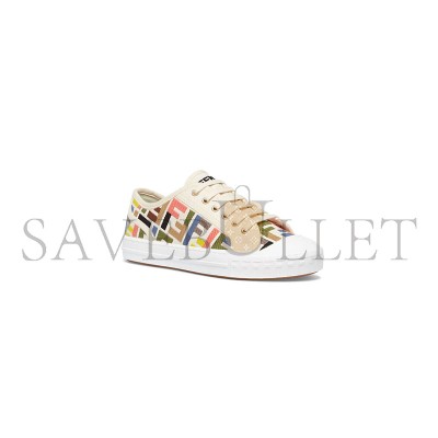FENDI DOMINO MULTICOLOR EMBROIDERED CANVAS LOW-TOPS 8E8325ARIVF1C4T
