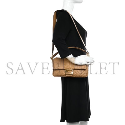 FENDI NAPPA FF 1974 EMBOSSED BAGUETTE MIELE SCURO 1449597 (27*15*5cm)