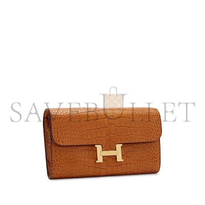 HERMES MASTER GOLD MATTE ALLIGATOR CONSTANCE-TO-GO GOLD HARDWARE 436572 (20.5*13*3cm)