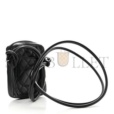 CHANEL CALFSKIN QUILTED SMALL CAMBON MESSENGER BLACK WHITE 1258604 (15*13*3.5cm)
