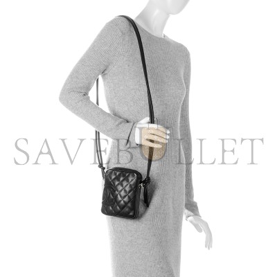 CHANEL CALFSKIN QUILTED SMALL CAMBON MESSENGER BLACK 176151 (15*13*3.5cm)
