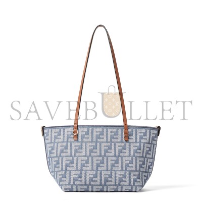 FENDI SMALL ROLL BLUE DENIM-EFFECT FF JACQUARD REVERSIBLE SHOPPER 8BH424AUT4F1SXQ (23*19.5*15cm) FENDI SMALL ROLL BLUE DENIM-EFFECT FF JACQUARD REVERSIBLE SHOPPER 8BH424AUT4F1SXQ (23*19.5*15cm)