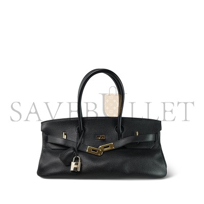 HERMES MASTER SHOULDER BIRKIN 42 JPG NOIR CLEMENCE GOLD PLATED 436528 (42*20*18cm)
