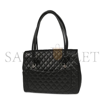 CHANEL CALFSKIN QUILTED LARGE CAMBON FLAP BLACK (33*24*11cm)
