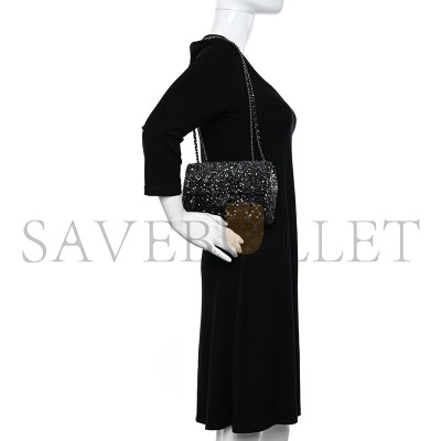 CHANEL SEQUIN MINI RECTANGULAR FLAP BLACK SILVER AS3965 (20*15*7cm)