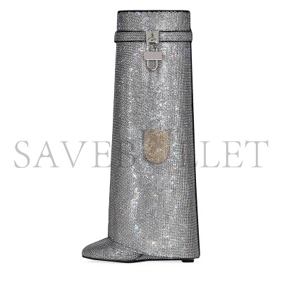GIVENCHY SHARK LOCK BOOTS WIDE FIT IN STRASS IN SILVER O1SRVl11E0325