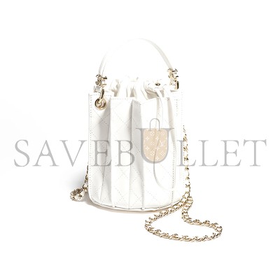 CHANEL MINI BUCKET BAG LAMBSKIN WHITE AS5486 (15.2*14*14cm)