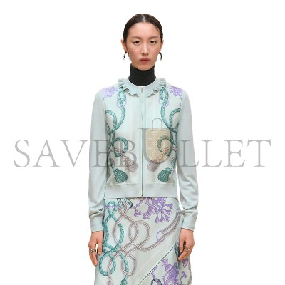 HERMES PALEFROI REMIX LONG-SLEEVE TWILLAINE CARDIGAN H5H2804DL0834