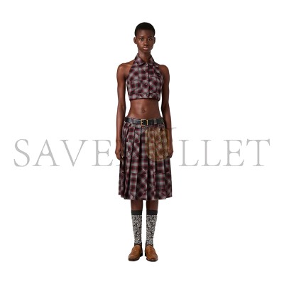 MIU MIU TARTAN PATCHWORK TOP MT2170 MIU MIU TARTAN PATCHWORK TOP MT2170