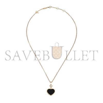 CHOPARD HAPPY HEARTS PENDANT, ROSE GOLD, DIAMOND, ONYX 797482-5201