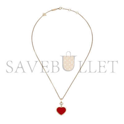 CHOPARD HAPPY HEARTS PENDANT, ROSE GOLD, DIAMOND, RED STONE 797482-5801