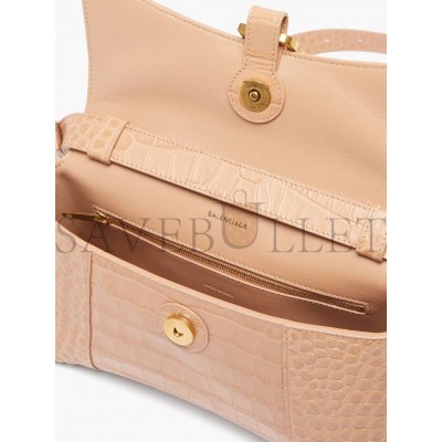 BALENCIAGA NEUTRAL DOWNTOWN XS CROCODILE-EFFECT LEATHER BAG  MATCHESFASHION US (25.9*16.5*7.1cm)