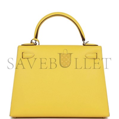 HERMES KELLY 28 JAUNE DE NAPLES EPSOM PALLADIUM HARDWARE (28*22*10cm) HERMES KELLY 28 JAUNE DE NAPLES EPSOM PALLADIUM HARDWARE (28*22*10cm)