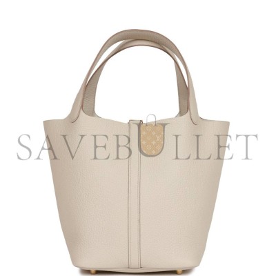HERMES PICOTIN LOCK 22 BETON CLEMENCE GOLD HARDWARE (22*21*17cm) HERMES PICOTIN LOCK 22 BETON CLEMENCE GOLD HARDWARE (22*21*17cm)