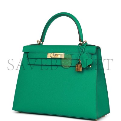 HERMES KELLY SELLIER 28 VERT JADE EPSOM GOLD HARDWARE (28*22*10cm) HERMES KELLY SELLIER 28 VERT JADE EPSOM GOLD HARDWARE (28*22*10cm)